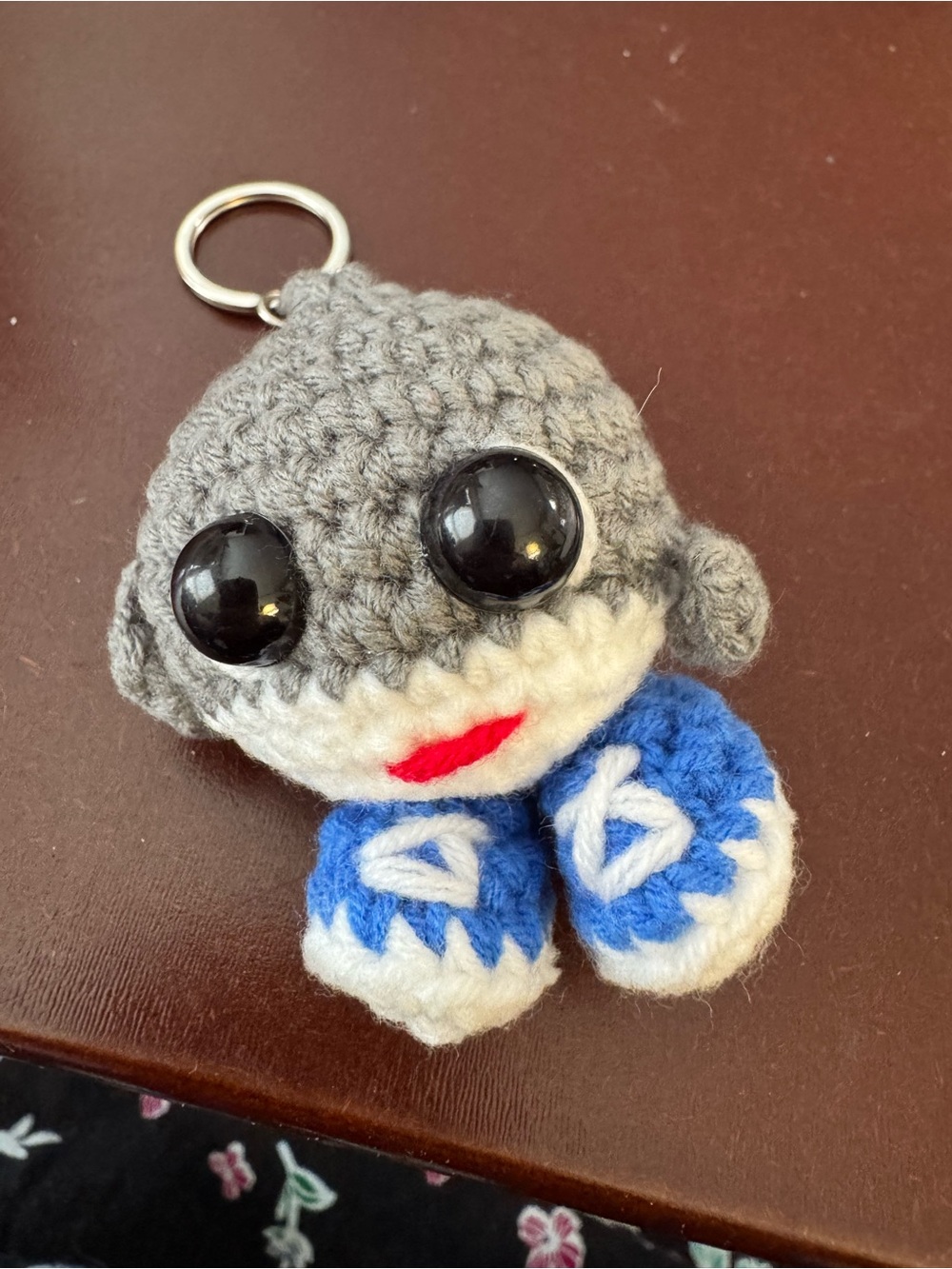 Handmade Crochet Keychain Shark - Gray & Blue
